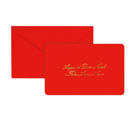 Biglietto natale con busta - 9 x 14 cm - stampa oro - rosso - Rex Sadoch - 2107 -  - DMwebShop