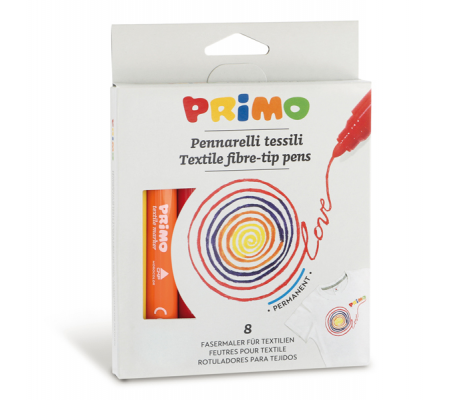 Pennarelli per tessuto - colori assortiti - astuccio 8 pezzi - Primo - 611PENTX8 - 8006919006111 - DMwebShop