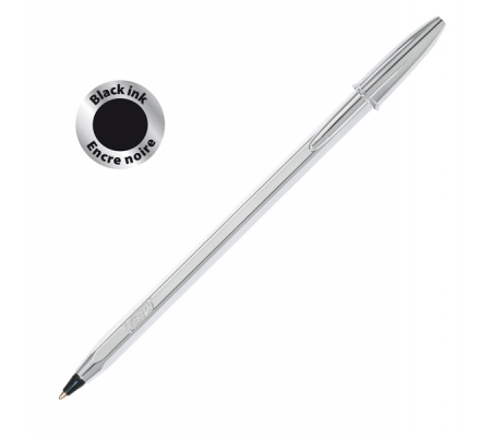 Penna a sfera Cristal Shine con capppuccio - punta media 1 mm - nero - fusto silver - conf. 20 pezzi - Bic - 921339 - 3086123356115 - DMwebShop