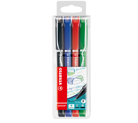 Fineliner Sensor - tratto 0,3 mm - 4 colori assortiti - conf. 4 pezzi - Stabilo - 189/4 - 4006381109086 - DMwebShop