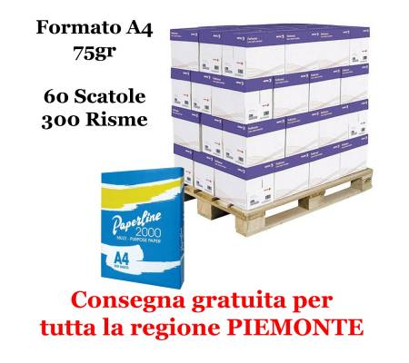 Carta da fotocopie - A4 - 75 gr - 500 fogli - bianca (bancale da 300 risme Piemonte) Paperline A4 - bancale300r - DMwebShop