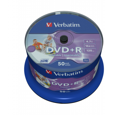 Scatola 50 DVD+R - stampabile - 4,7 Gb - Verbatim - 43512 - 023942435129 - DMwebShop