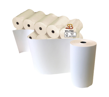 Rotolo per calcolatrici e stampanti - 57 mm x 25 mt - Ø esterno 45 mm - anima 12 mm - 55 gr - carta termica BPA free - blister 10 pezzi - Sabacart - 3120057025CX - 8024828580003 - DMwebShop