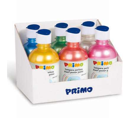 Tempera brillante perlata - 300 ml - colori perlati assortiti - box 6 colori - Primo - 234TP6ASS - 8006919323072 - DMwebShop