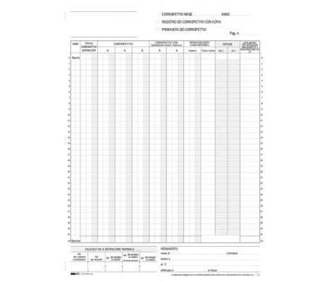 Registro prima nota Iva corrispettivi - 13/13 fogli autoautoricalcanti - 29,7 x 23 cm - Edipro - E2104A - 8023328210410 - 50234_2 - DMwebShop