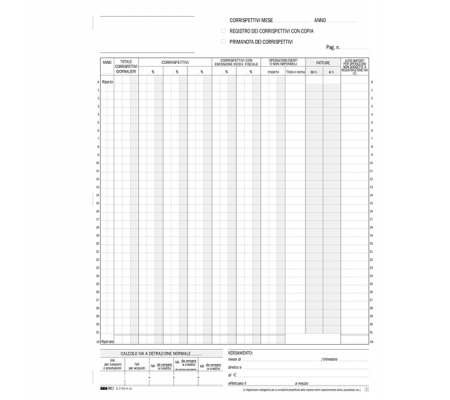 Registro prima nota Iva corrispettivi - 13/13 fogli autoautoricalcanti - 29,7 x 23 cm - Edipro - E2104A - 8023328210410 - 50234_3 - DMwebShop