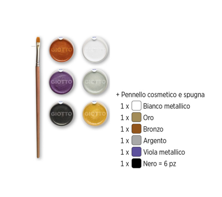 Ombretti Make Up - 5 ml - colori metal - conf. 6 pezzi - Giotto - 476400 - 8000825032240 - 88326_1 - DMwebShop