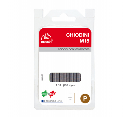 Chiodini M15 per fissatrici - con testa - 15 mm - acciaio - conf. 1700 pezzi - Romeo Maestri - 1130803 - 8005231465019 - 47774_1 - DMwebShop