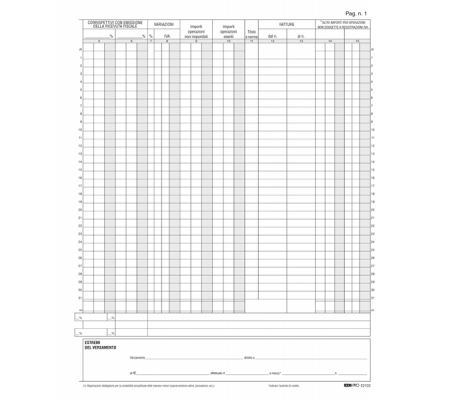 Registro Iva corrispettivi - 31 x 24,5 cm - 15 pagine - numerate - Edipro - E2103 - 8023328210304 - 50236_2 - DMwebShop