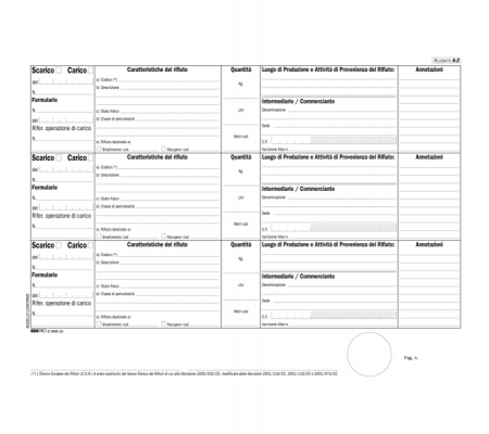 Registro carico-scarico rifiuti detentori - Mod. A - 22,5 x 29,7 cm - 100 pagine - numerate - Edipro - E2868 - 8023328286804 - 50250_2 - DMwebShop