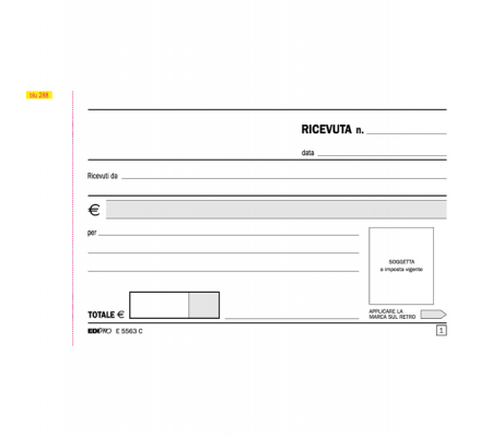 Blocco ricevute generiche - 50 fogli 2 copie autoricalcanti - 9,9 x 17 cm - 50 fogli - Edipro - E5563C - 8023328556310 - 50278_1 - DMwebShop