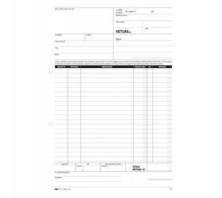 Blocco fatture 1 aliquota Iva - 33-33-33 fogli autoricalcanti - 29,7 x 21 cm - Edipro - E5284A - 8023328528416 - 50293_1 - DMwebShop