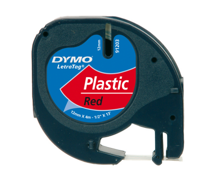 Nastro Letratag 912030 - in plastica - 12 mm x 4 mt - rosso - Dymo - S0721630 - 5411313912037 - 27938_1 - DMwebShop