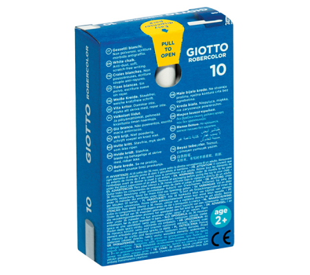 Gessetti Robercolor - lunghezza 80 mm - con Ø 10 mm - bianco - Scatola 10 gessetti tondi - Giotto - 538700 - 8000825538506 - 35270_1 - DMwebShop