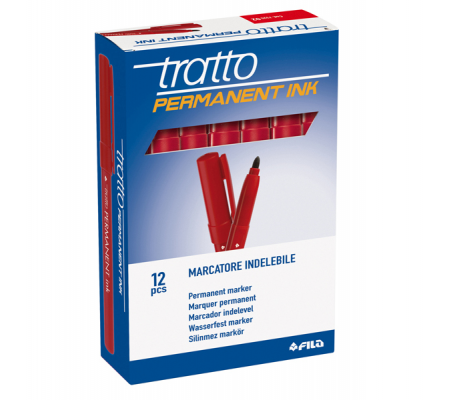 Marcatore Permanent Ink - punta tonda 2 mm - rosso - conf. 12 pezzi - Tratto - 732502 - 8000825732522 - 37107_1 - DMwebShop