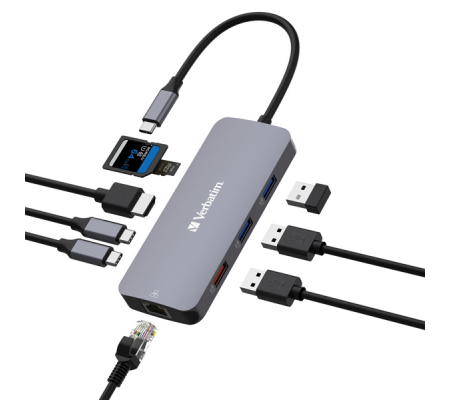 USB-C Pro Multiport Hub 9 Port CMH-09 - Verbatim - 32152 - 023942321521 - VERB32152_1 - DMwebShop