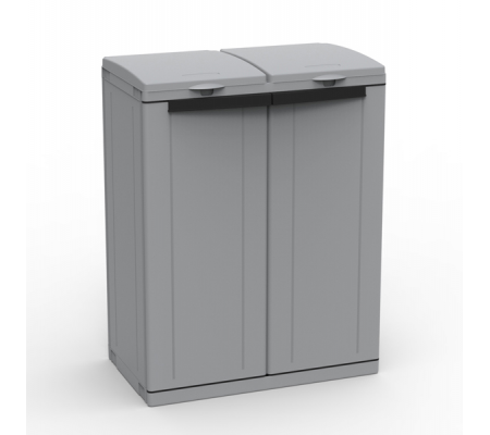 Contenitore EcoCab 2 per raccolta differenziata - 68 x 39 x 88,7 cm - 2 portasacco da 110 lt - ciascuno - grigio-nero - Terry - 1003055 - 8005646030550 - 61228_1 - DMwebShop