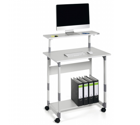 Pc Workstation System 80 VH - 80 x 56,4 x 92-122 cm - 3 ripiani - con ruote - grigio - Durable - 3718-10 - 4005546301785 - 68261_1 - DMwebShop