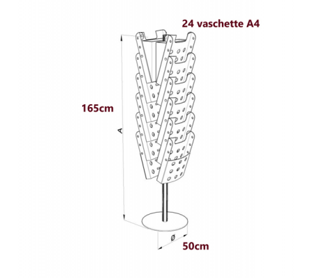 Portariviste girevole da terra Carousel Stacker - 24 vaschette A4 - Tecnostyl - STK24-9 - 8010026280081 - 50509_1 - DMwebShop