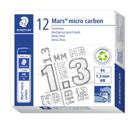 Mine Mars Micro - mina 1,3 mm - gradazione HB - astuccio 6 mine - Staedtler - 250 13-HB - 4007817251065 - 53468_1 - DMwebShop