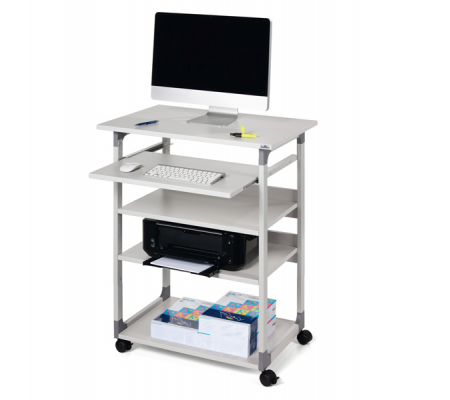 Pc Workstation System 75 VH - 75 x 53,4 x 95-125 cm - 5 ripiani - con ruote - grigio - Durable - 3720-10 - 4005546301808 - 68263_1 - DMwebShop