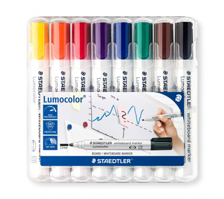 Marcatore cancellabile Lumocolor whiteboard 351 - tratto 2 mm - astuccio 8 pezzi - Staedtler - 351WP8 - 4007817186244 - 77296_1 - DMwebShop