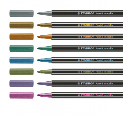 Pennarelli Pen 68 colori assortiti metallic scatola in metallo - conf. 8 pezzi - Stabilo - 6808/8-32 - 4006381546386 - 89221_1 - DMwebShop