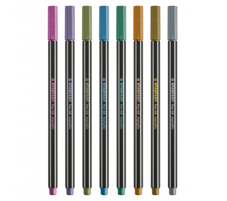 Pennarelli Pen 68 colori assortiti metallic scatola in metallo - conf. 8 pezzi - Stabilo - 6808/8-32 - 4006381546386 - 89221_2 - DMwebShop