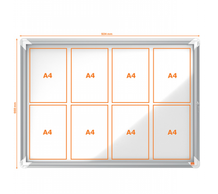 Bacheca per interni - fondo magnetico bianco - 8 fogli - A4 - orizzontale - Nobo - 1902559 - 5028252063906 - 57612_2 - DMwebShop