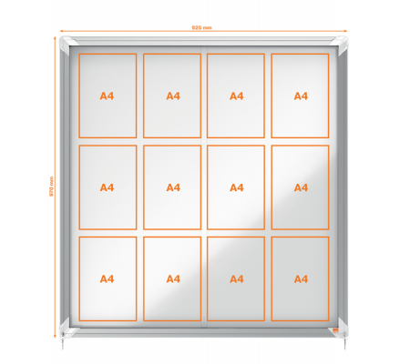 Bacheca per interni - fondo in metallo - 12 fogli - A4 - ante scorrevoli - Nobo - 1902570 - 5028252063760 - 61702_2 - DMwebShop