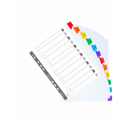 Separatore numerico 1/12 - cartoncino bianco 160 gr - tasti colorati - A4 maxi - Exacompta - 4112E - 3130630011125 - 74629_4 - DMwebShop