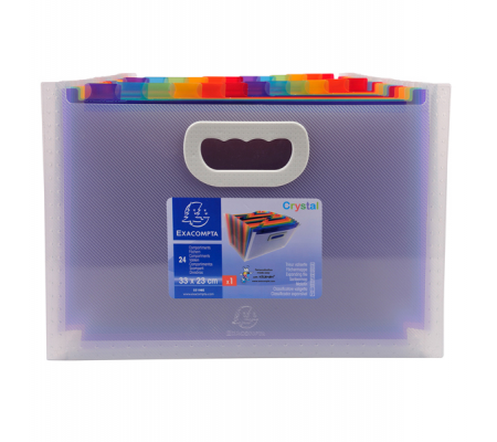 Classificatore con maniglia Crystal - 24 tasche - PP - 33 x 23,5 x 25 cm - Exacompta - 55198E - 3130630551980 - 82470_1 - DMwebShop