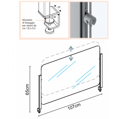 Schermo protettivo da scrivania Slim - con morsetto in alluminio - 65 x 107 cm - Studio T - 1605056 - 90450_2 - DMwebShop