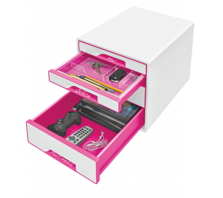 Cassettiera 4 cassetti bianco-rosa cube - Leitz - 52132023 - 4002432115341 - 72094_1 - DMwebShop