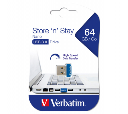 PenDrive USB3.0 Store 'N'Stay Nano - 64 Gb - Verbatim - 98711 - 023942987116 - DMwebShop