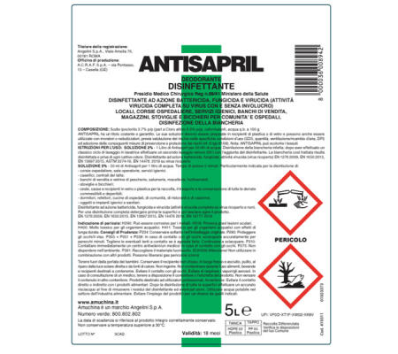 Antisapril disinfettante battericida - 5 lt - Amuchina Professional - 419311 - 8000036008942 - 91736_2 - DMwebShop