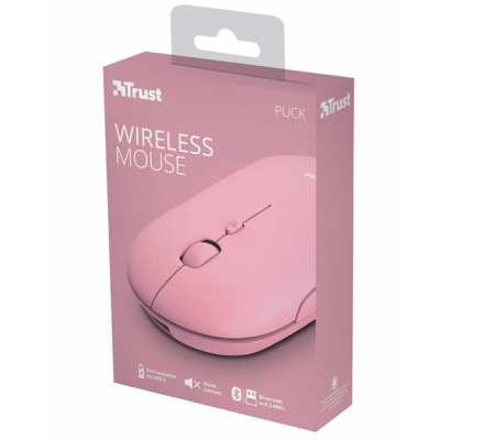 Mouse Puck - ultrasottile - wireless - ricaricabile - rosa - Trust - 24125 - 8713439241259 - 93695_4 - DMwebShop