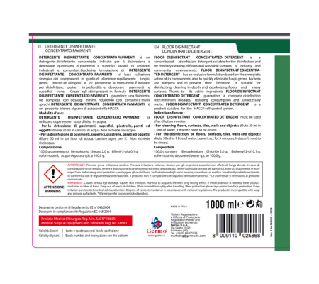 Disinfettante detergente - per pavimenti - concentrato - 1 lt - Tekna - k005 - 8009110025868 - 95912_2 - DMwebShop