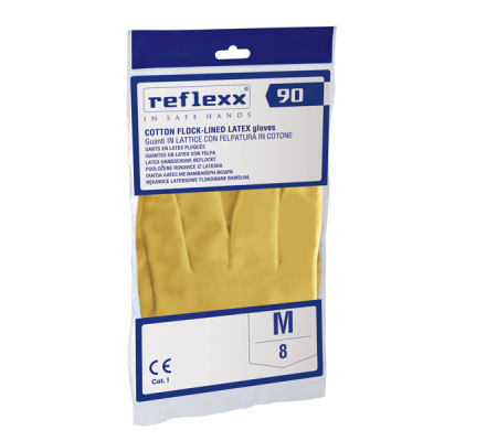 Coppia di guanti in lattice felpato R90 - tg M - giallo - Reflexx - R90/M - 8032891631539 - 96934_1 - DMwebShop