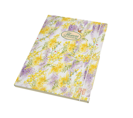 Cartella con elastico Nature Flowers - 26 x 35,5 x 1,2 cm - 3 lembi - Pigna - 02303643L