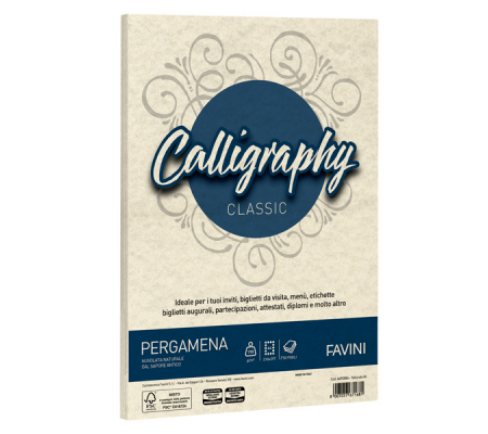 Carta Calligraphy Pergamena - A4 - 190 gr - naturale 06 - conf. 250 fogli - Favini - A69Q374 - 8007057670349 - DMwebShop