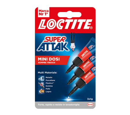 Colla Super Attak - 1 gr - trasparente - conf. 3 pezzi - Loctite - 2631597 - 8004630919673 - DMwebShop