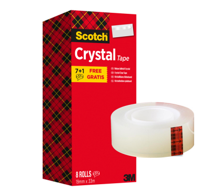 Nastro adesivo Crystal 600 - 19 mm x 33 mt - Value Pack 7+1 rotoli - Scotch - 7100026961 - 4046719362332 - DMwebShop