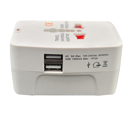 Adattatore da viaggio universale 2 prese USB - bianco - MKC - 492519363 - 8006012370720 - 98111_4 - DMwebShop