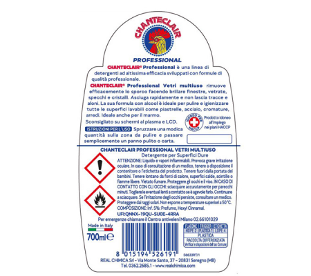 Detergente Professional vetri multiuso - in trigger - 700 ml - Chanteclair - 608920IT - 8015194526191 - 98687_1 - DMwebShop