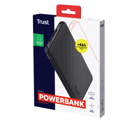 Powerbank Primo - ultrasottile - da 10.000 mAh - nero - Trust - 24678 - 8713439246780 - 98765_2 - DMwebShop