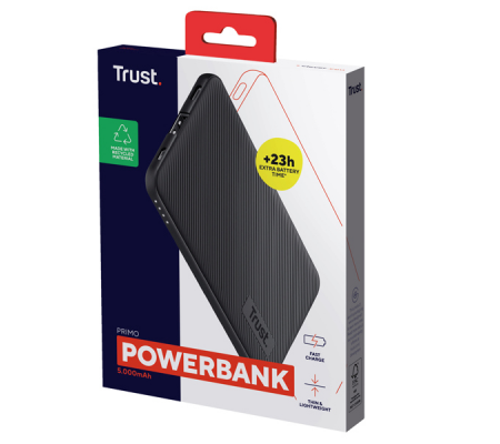 Powerbank Primo - ultrasottile - da 5.000 mAh - nero - Trust - 24679 - 8713439246797 - 98768_2 - DMwebShop