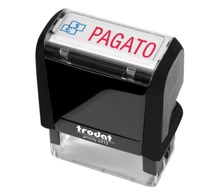 Timbro Printy 4912 Office Eco - autoinchiostrante - PAGATO - 47 x 18 mm - nero - Trodat - 194267 - 9008056432654 - DMwebShop