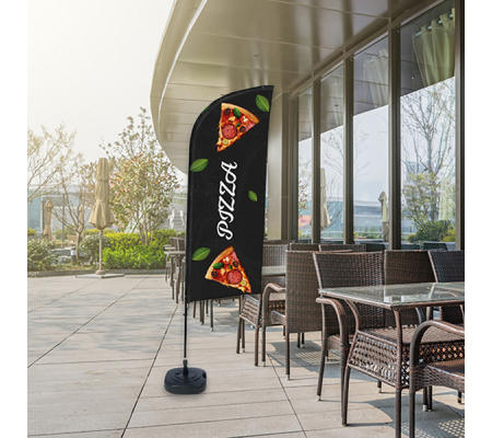 Bandiera a vela PIZZA - con base riempibile - 89 x 240 cm - Studio T - BFAW310-WT21-I136ECO