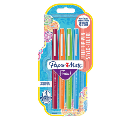 Pennarello Flair Nylon - colori assortiti Fun - conf. 4 pezzi - Papermate - 2028646 - 3026980286460 - DMwebShop